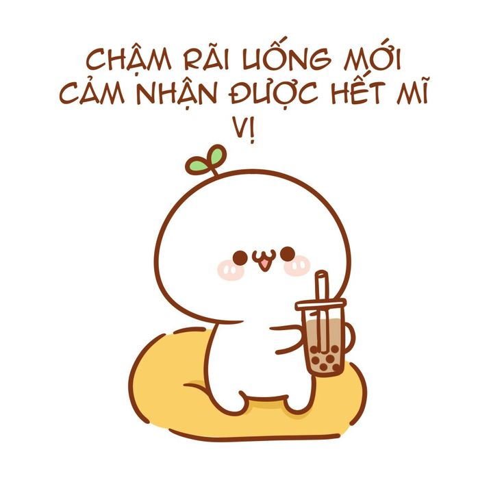 chibi uống trà sữa