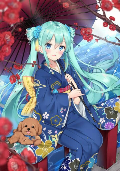 Ảnh anime nữ mặc kimono xinh đẹp