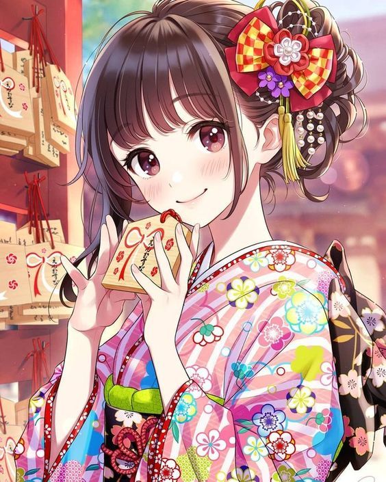 Ảnh anime nữ mặc kimono xinh đẹp