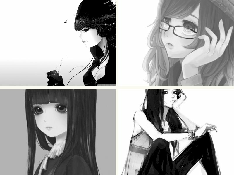 Ảnh anime girl lạnh lùng đen trắng đẹp, chất lượng cao