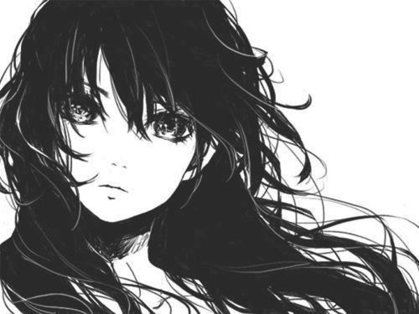 ảnh sad girl anime đen trắng