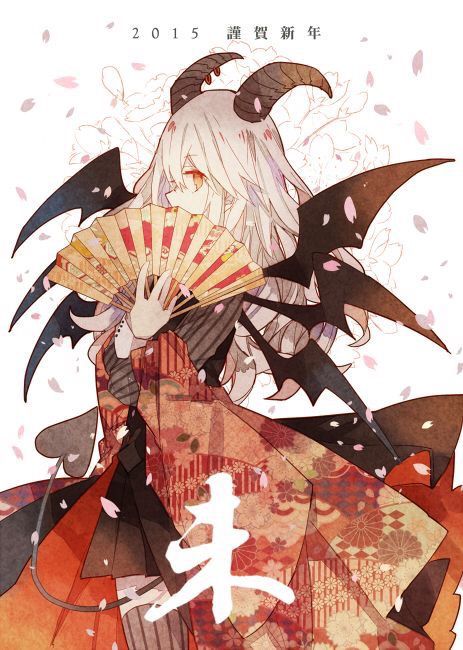 Hình anime nữ tóc trắng mắt đỏ mặc kimono